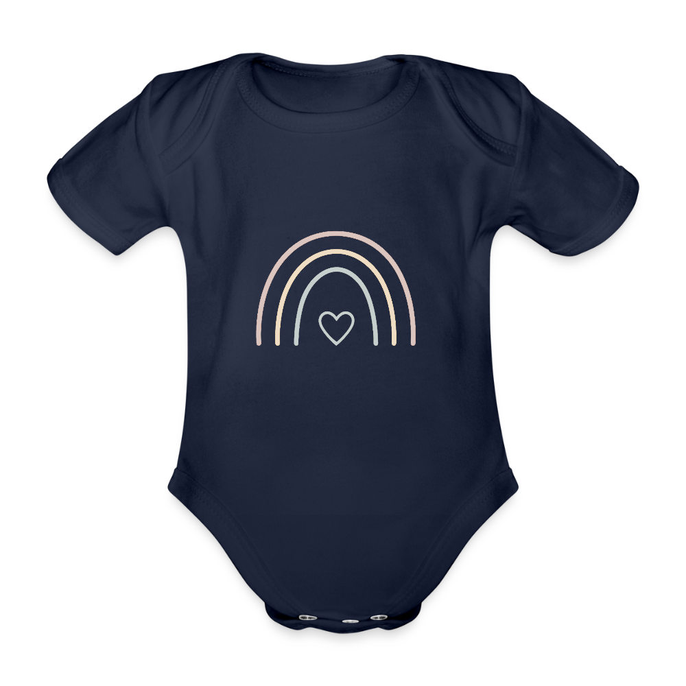 Baby Bio-Kurzarm-Body "rainbow" - Dunkelnavy