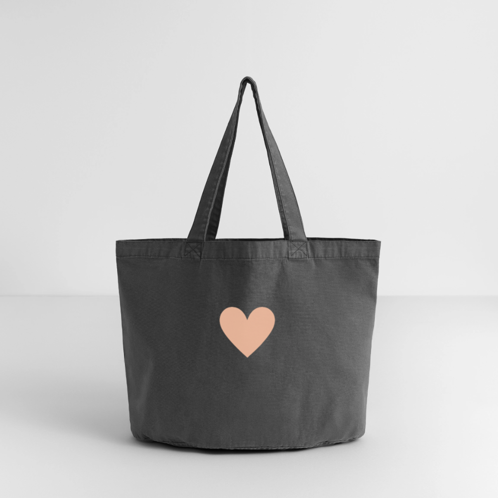 Vintage-Washed Shopper "Herz" - Vintage Schwarz