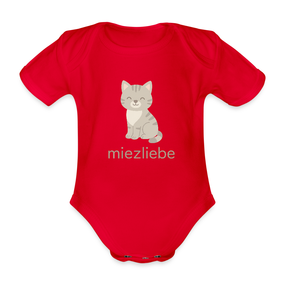 Baby Bio-Kurzarm-Body "Katze" - Rot