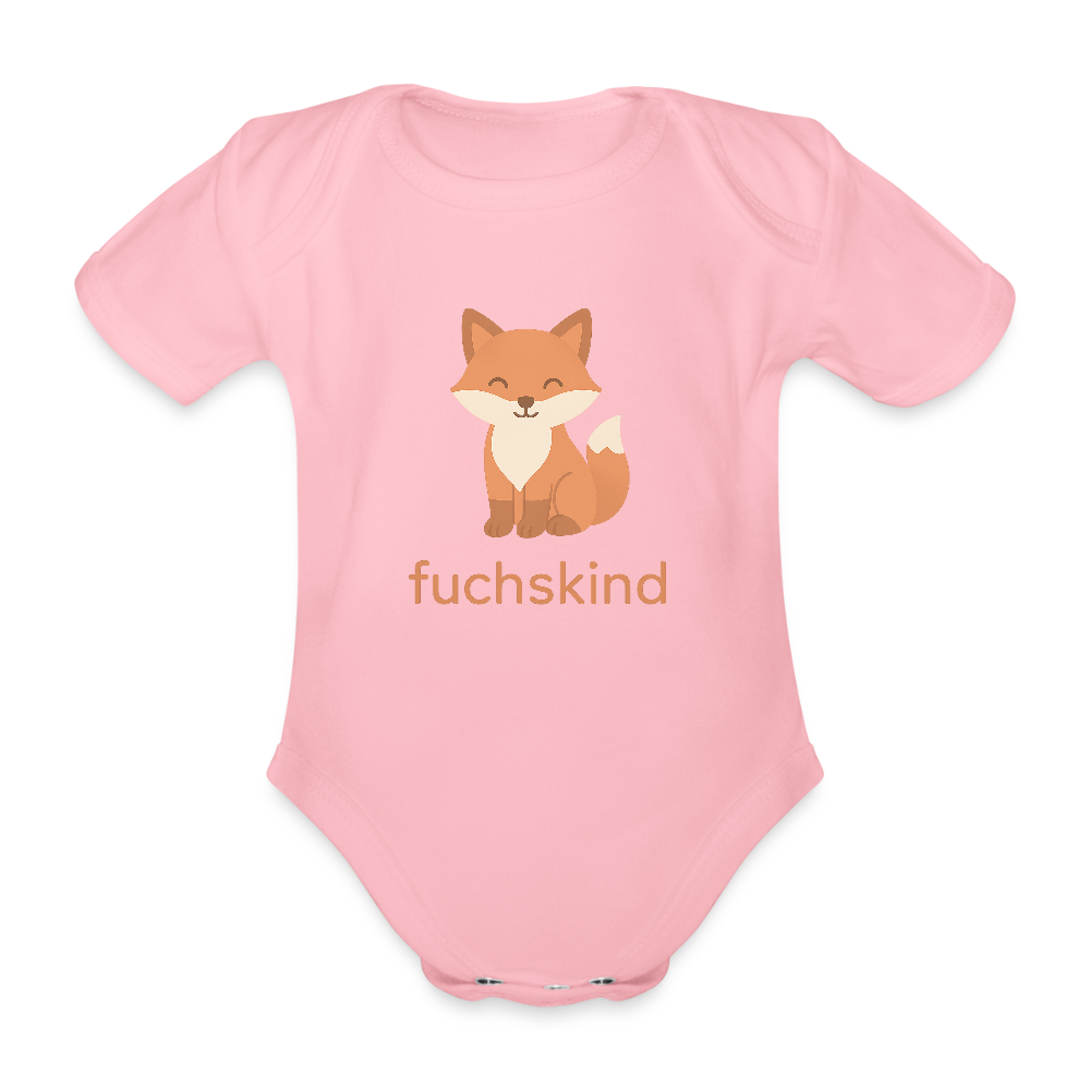 Baby Bio-Kurzarm-Body "Fuchs" - Hellrosa
