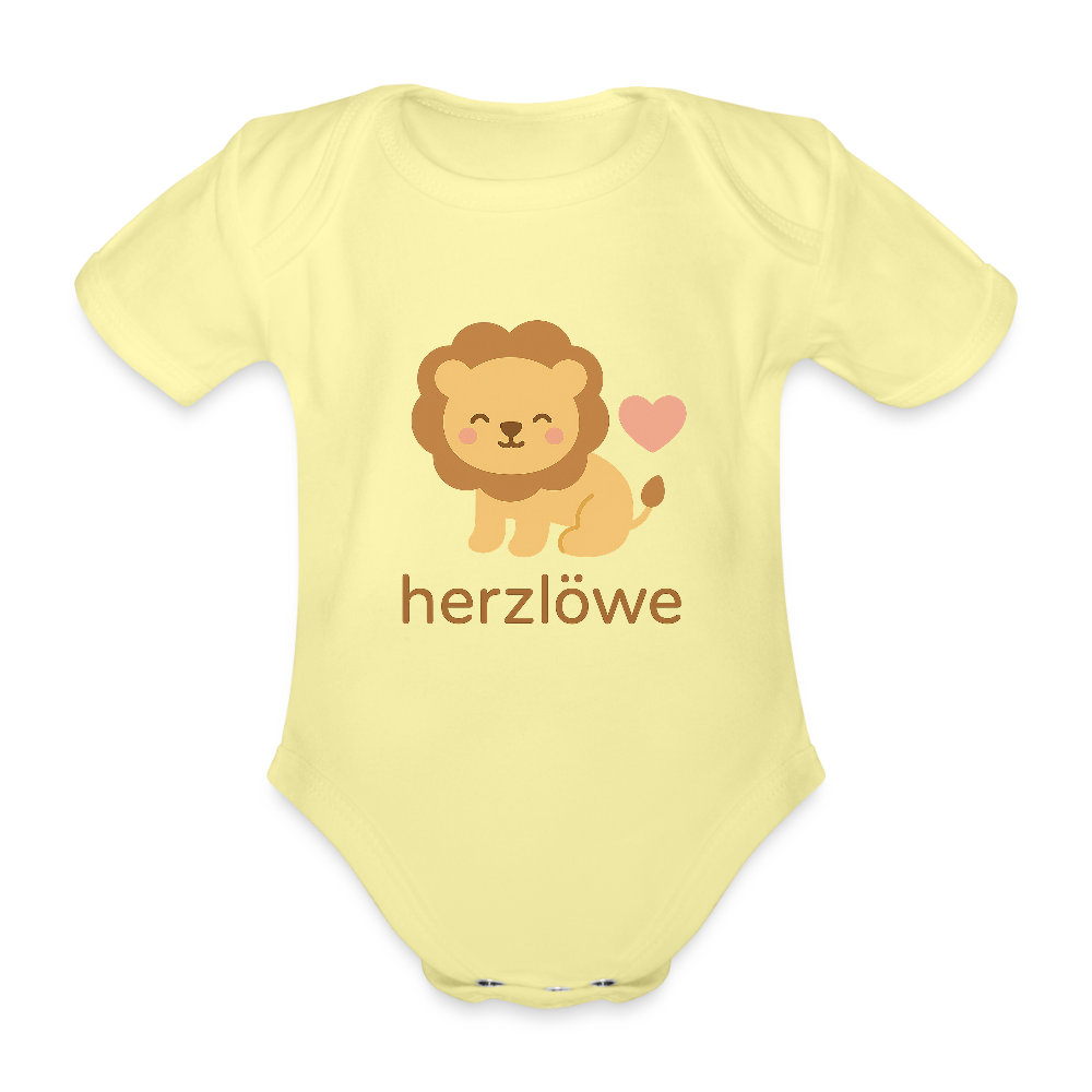 Baby Bio-Kurzarm-Body "Löwe" - Hellgelb