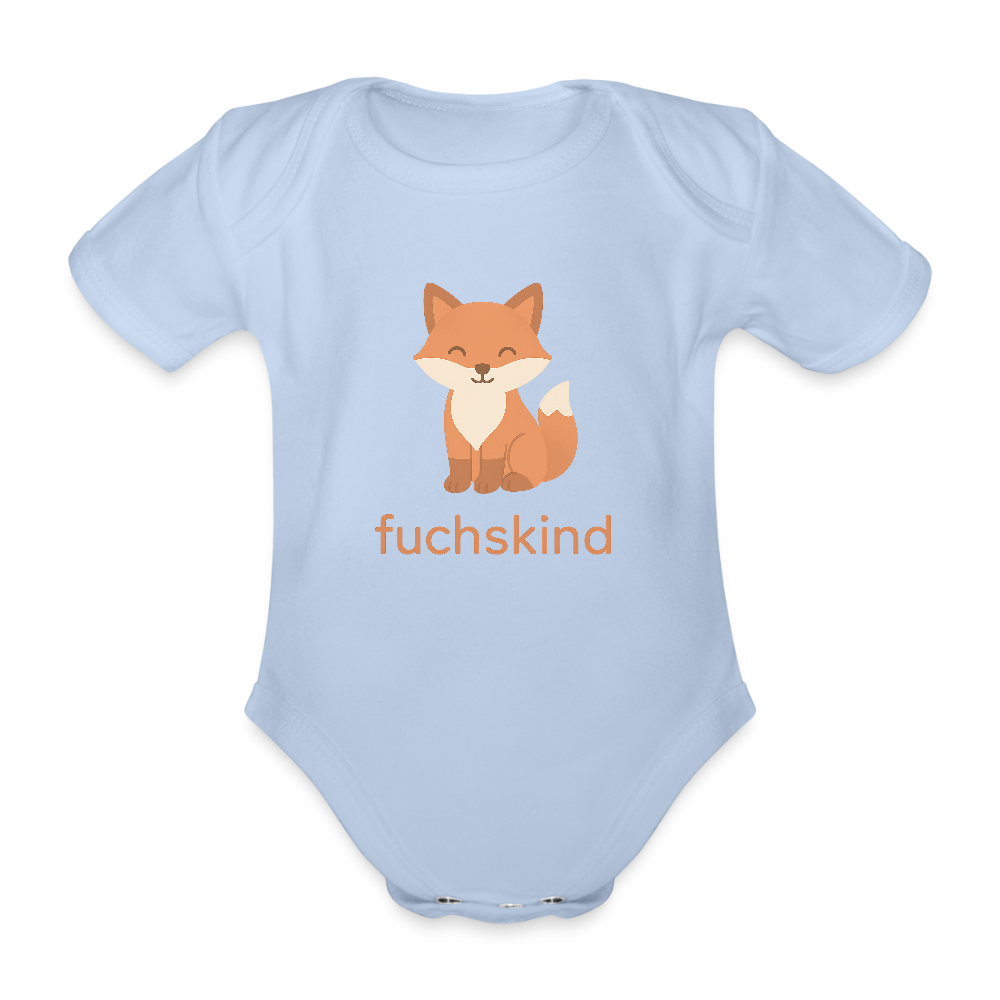 Baby Bio-Kurzarm-Body "Fuchs" - Sky