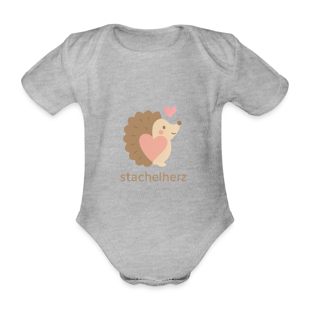Baby Bio-Kurzarm-Body "Igel" - Grau meliert