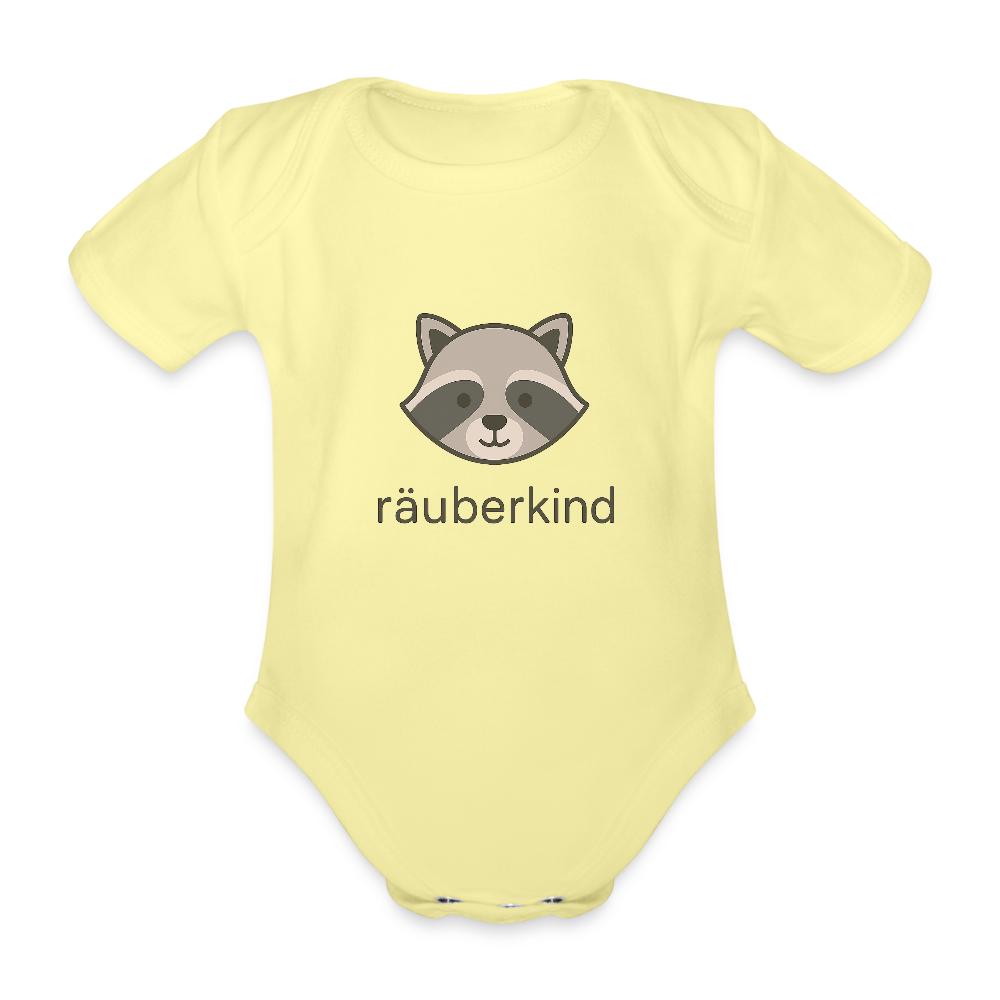 Baby Bio-Kurzarm-Body "Waschbär" - Hellgelb