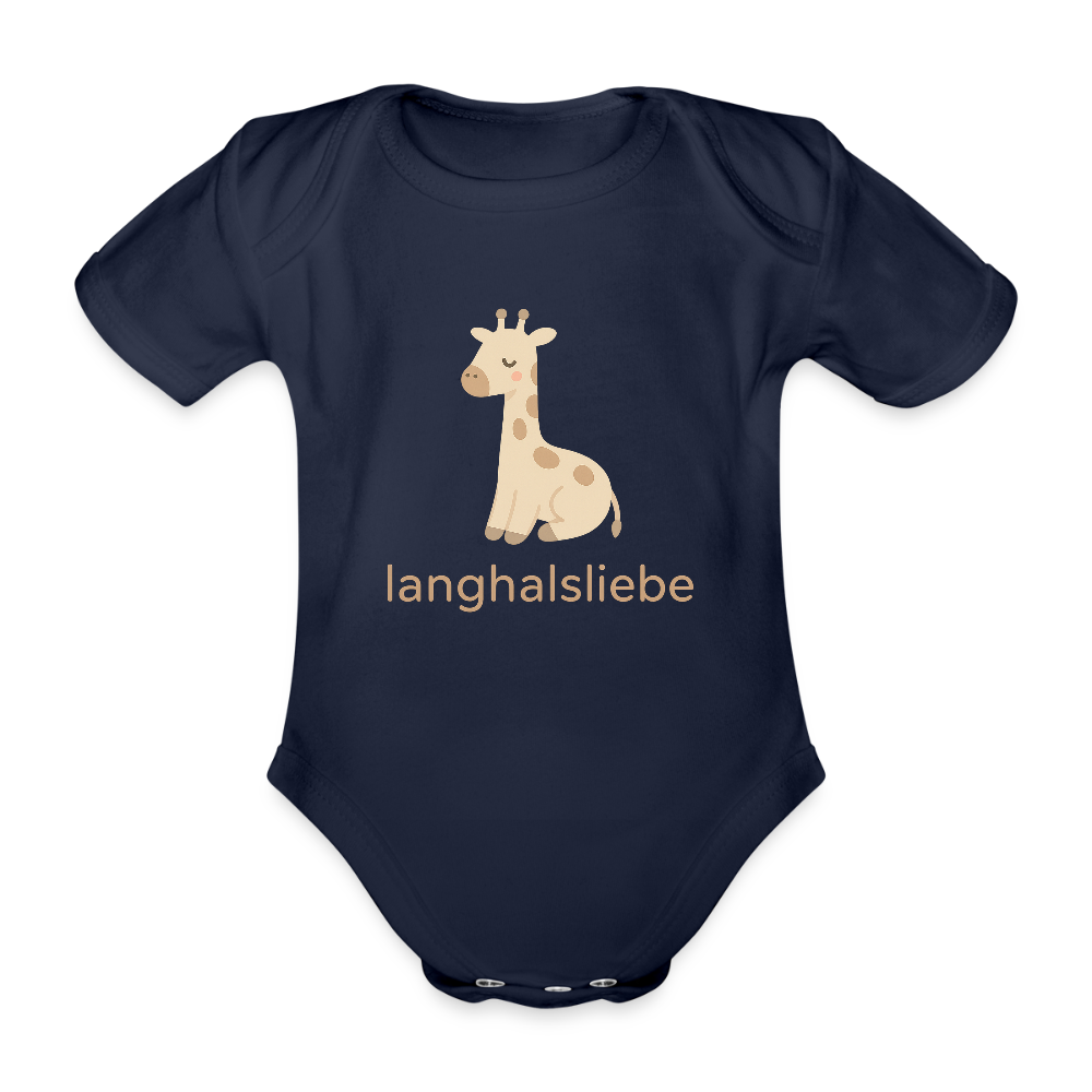 Baby Bio-Kurzarm-Body "Giraffe" - Dunkelnavy