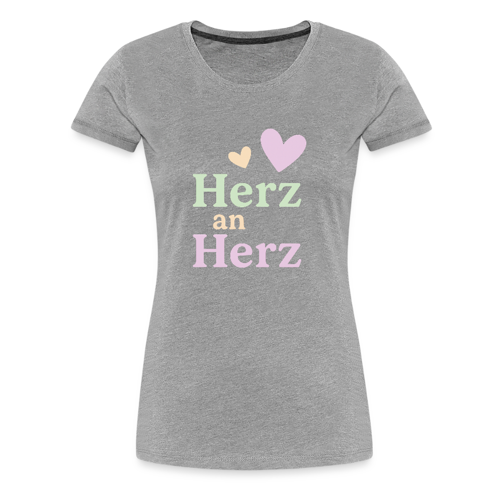 Frauen Premium T-Shirt "Herz an Herz" - Grau meliert