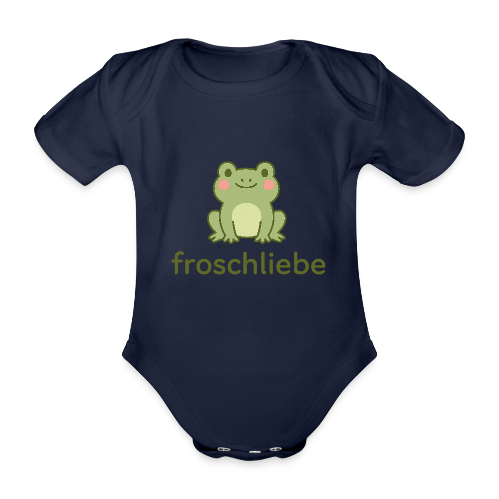 Baby Bio-Kurzarm-Body "Frosch" - Dunkelnavy
