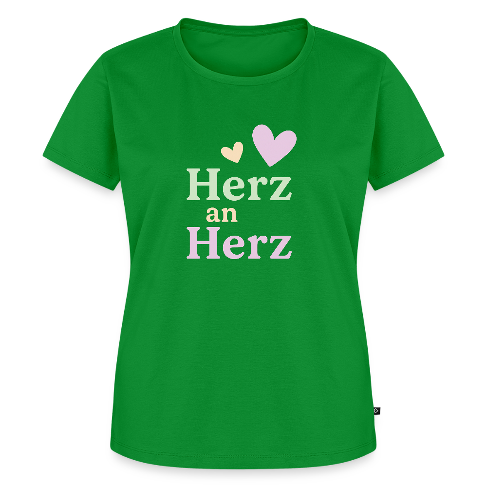 Frauen Premium T-Shirt "Herz an Herz" - Grün