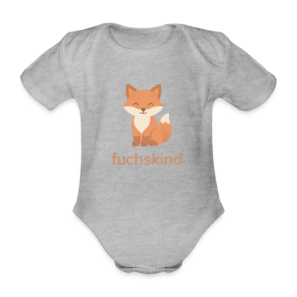 Baby Bio-Kurzarm-Body "Fuchs" - Grau meliert