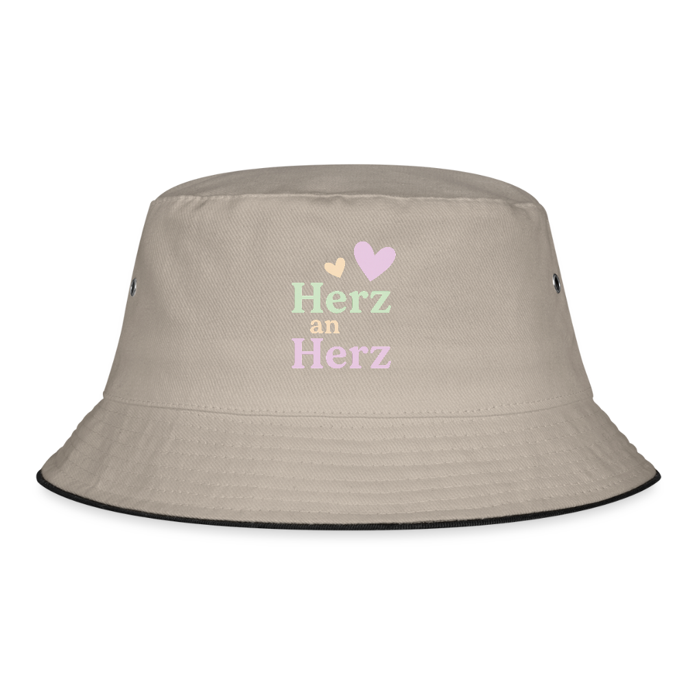Fischerhut "Herz an Herz" - Khaki/Schwarz