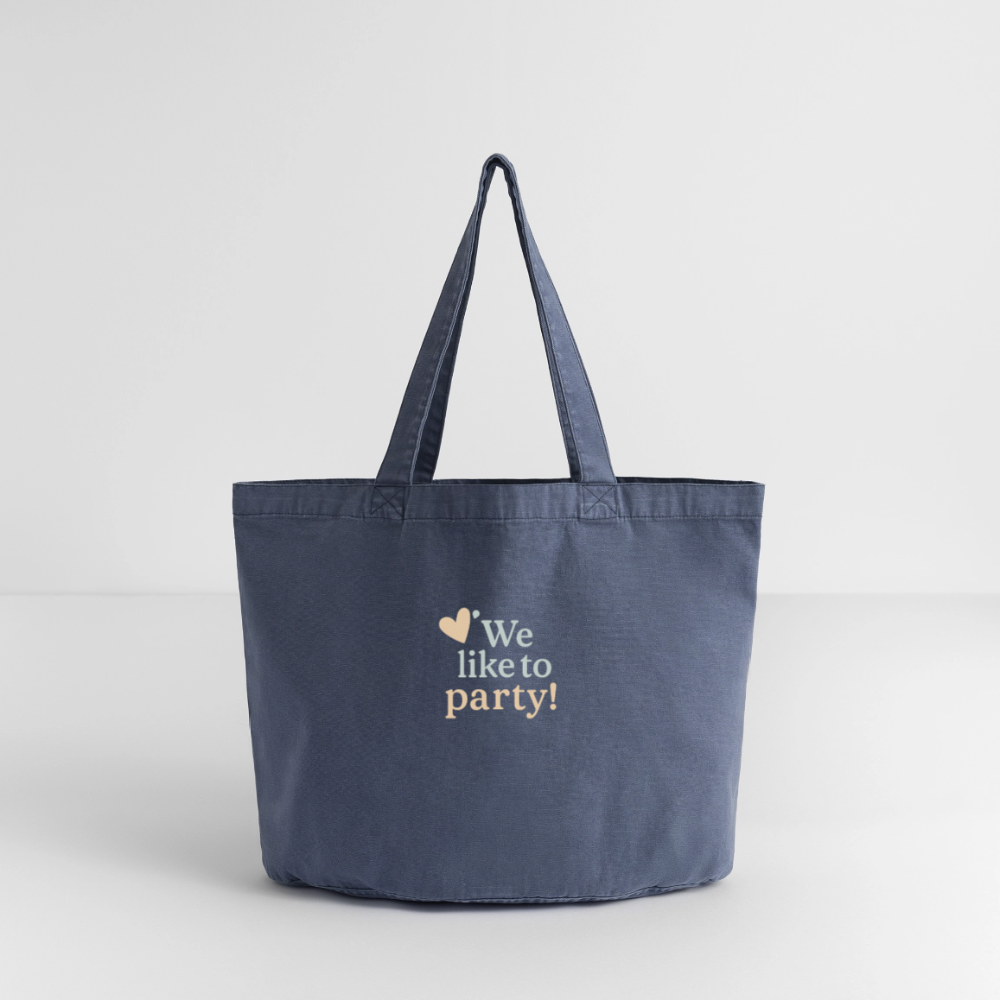 Vintage-Washed Shopper "we like to party" - Vintage Denim