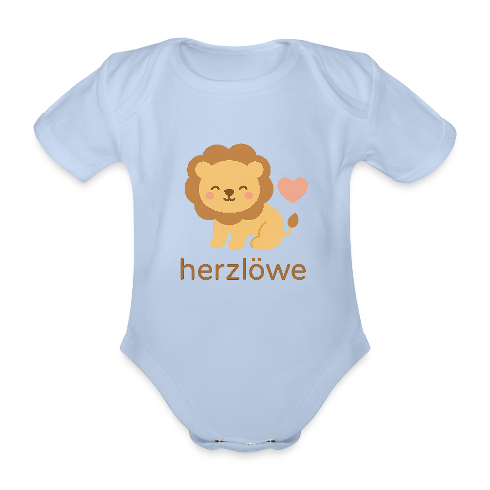 Baby Bio-Kurzarm-Body "Löwe" - Sky