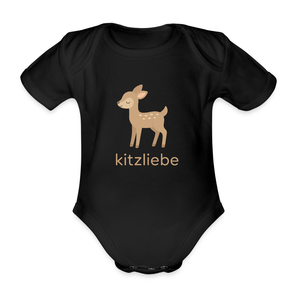 Baby Bio-Kurzarm-Body "Reh" - Schwarz