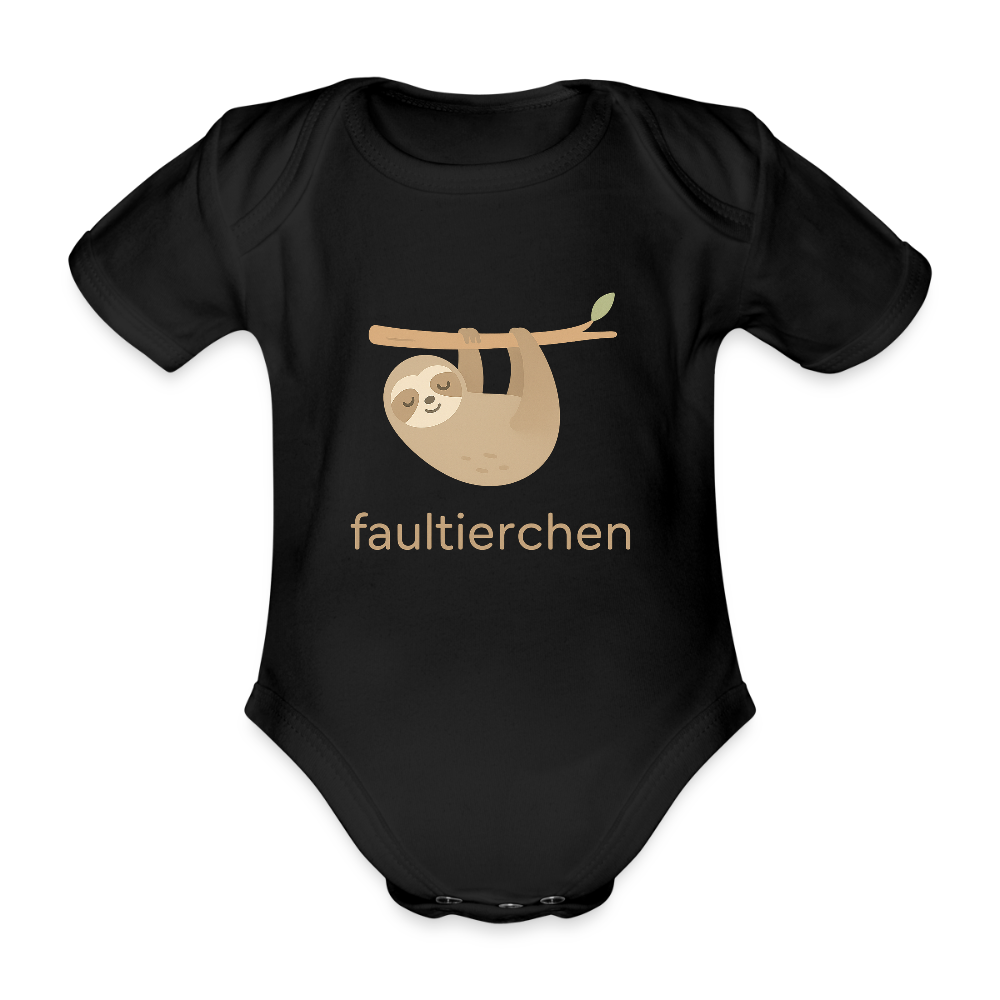 Baby Bio-Kurzarm-Body "Faultier" - Schwarz