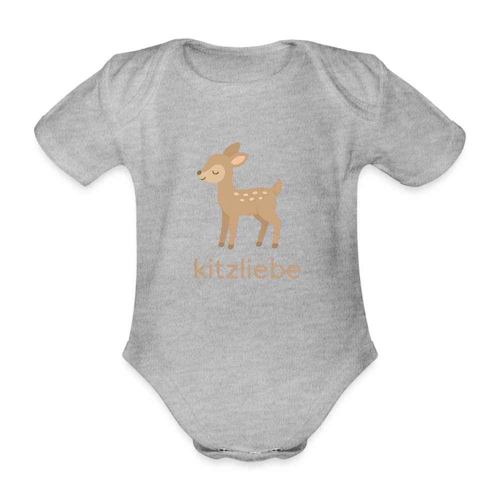 Baby Bio-Kurzarm-Body "Reh" - Grau meliert