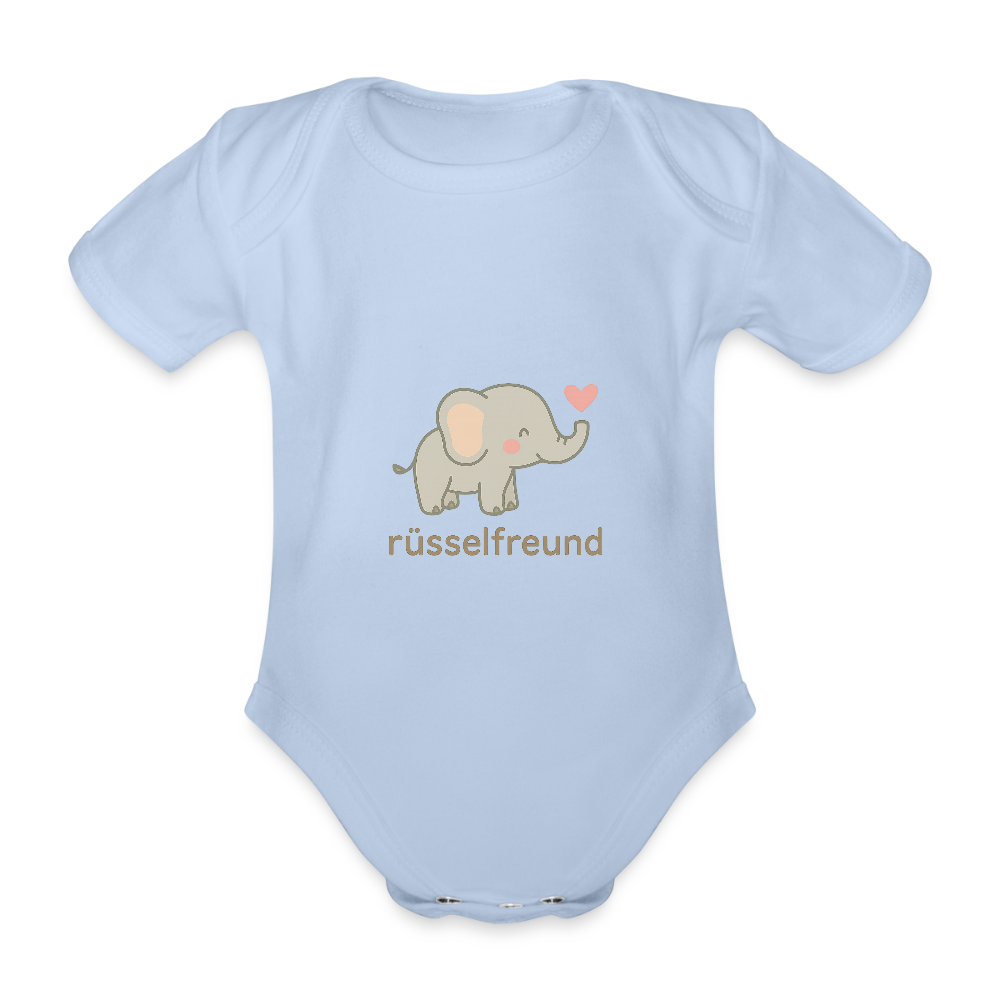 Baby Bio-Kurzarm-Body "Elefant" - Sky