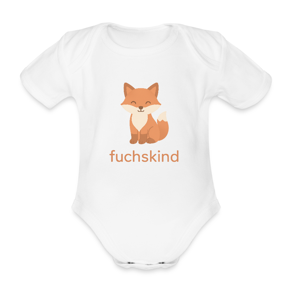 Baby Bio-Kurzarm-Body "Fuchs" - Weiß