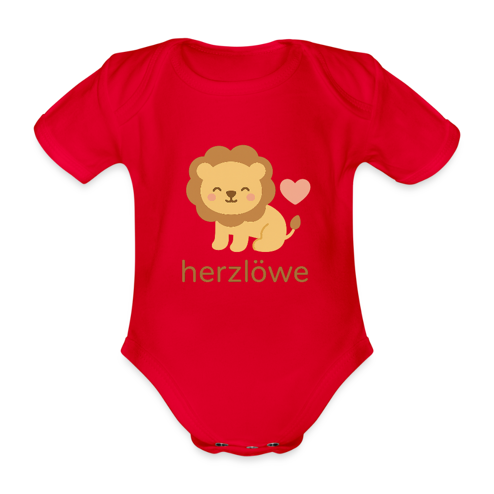 Baby Bio-Kurzarm-Body "Löwe" - Rot