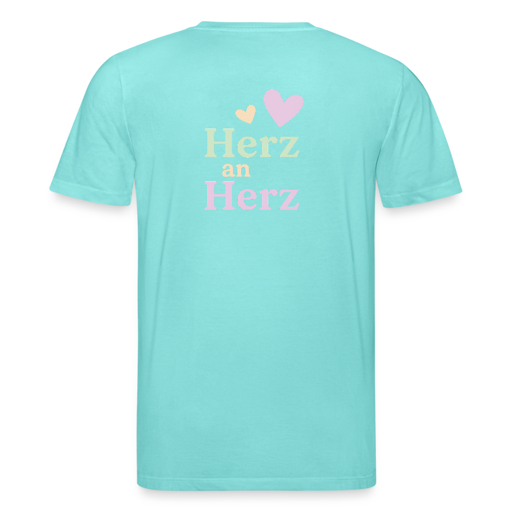 Unisex Bio-T-Shirt "Herz an Herz" - Poolblau