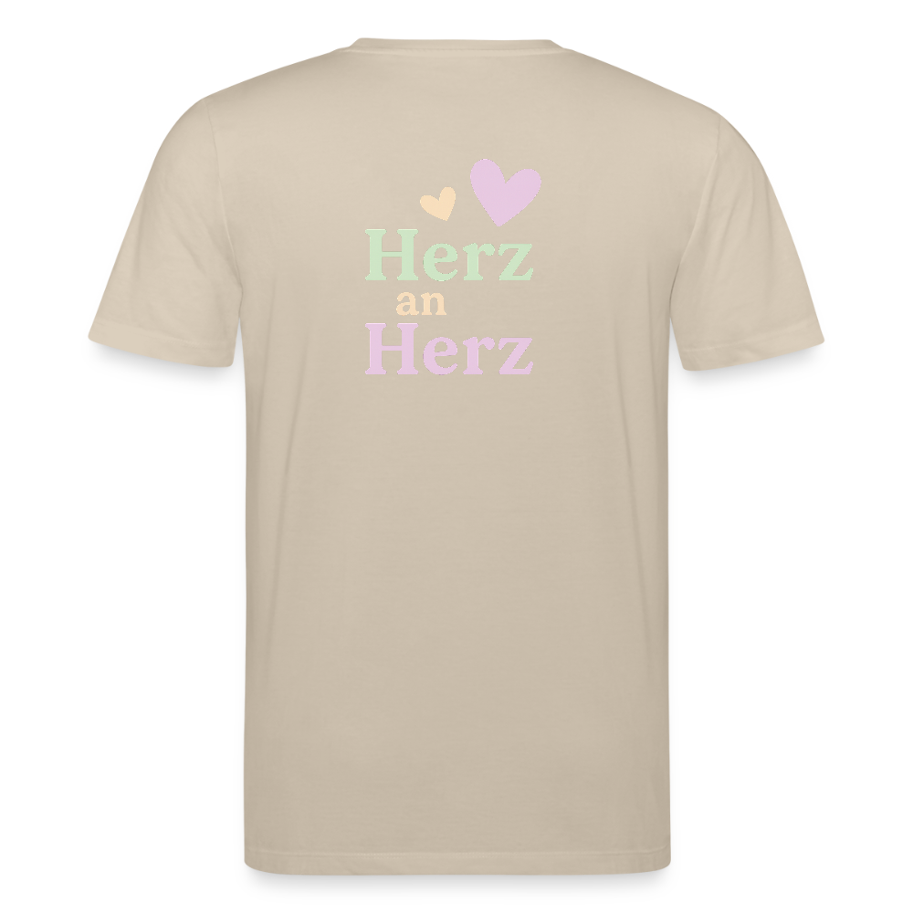 Unisex Bio-T-Shirt "Herz an Herz" - Beige