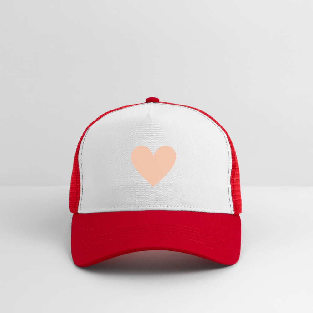 Cap "Herz" - Weiß/Rot