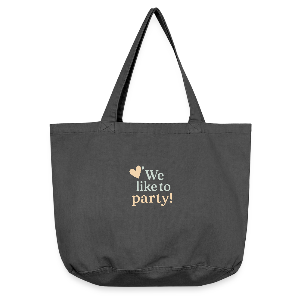Vintage-Washed Shopper "we like to party" - Vintage Schwarz