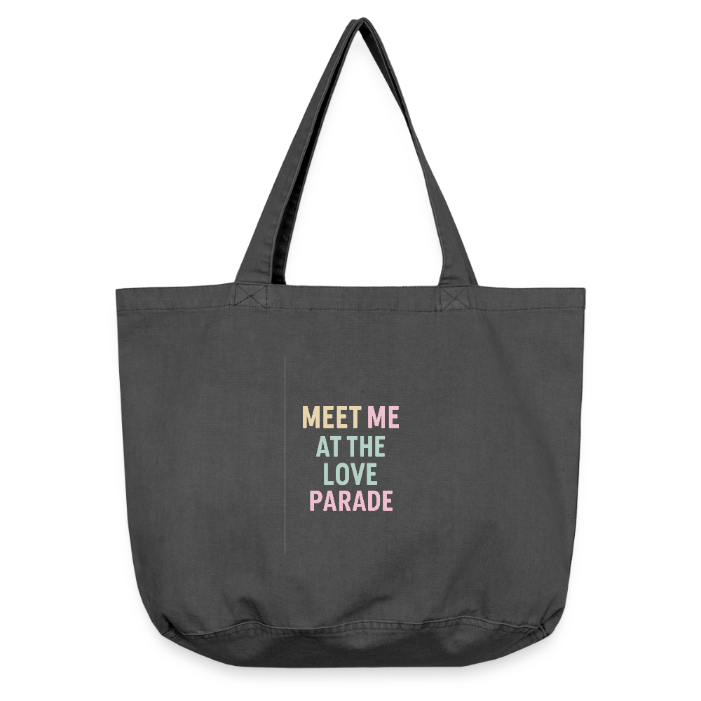 Vintage-Washed Shopper "loveparade" - Vintage Schwarz