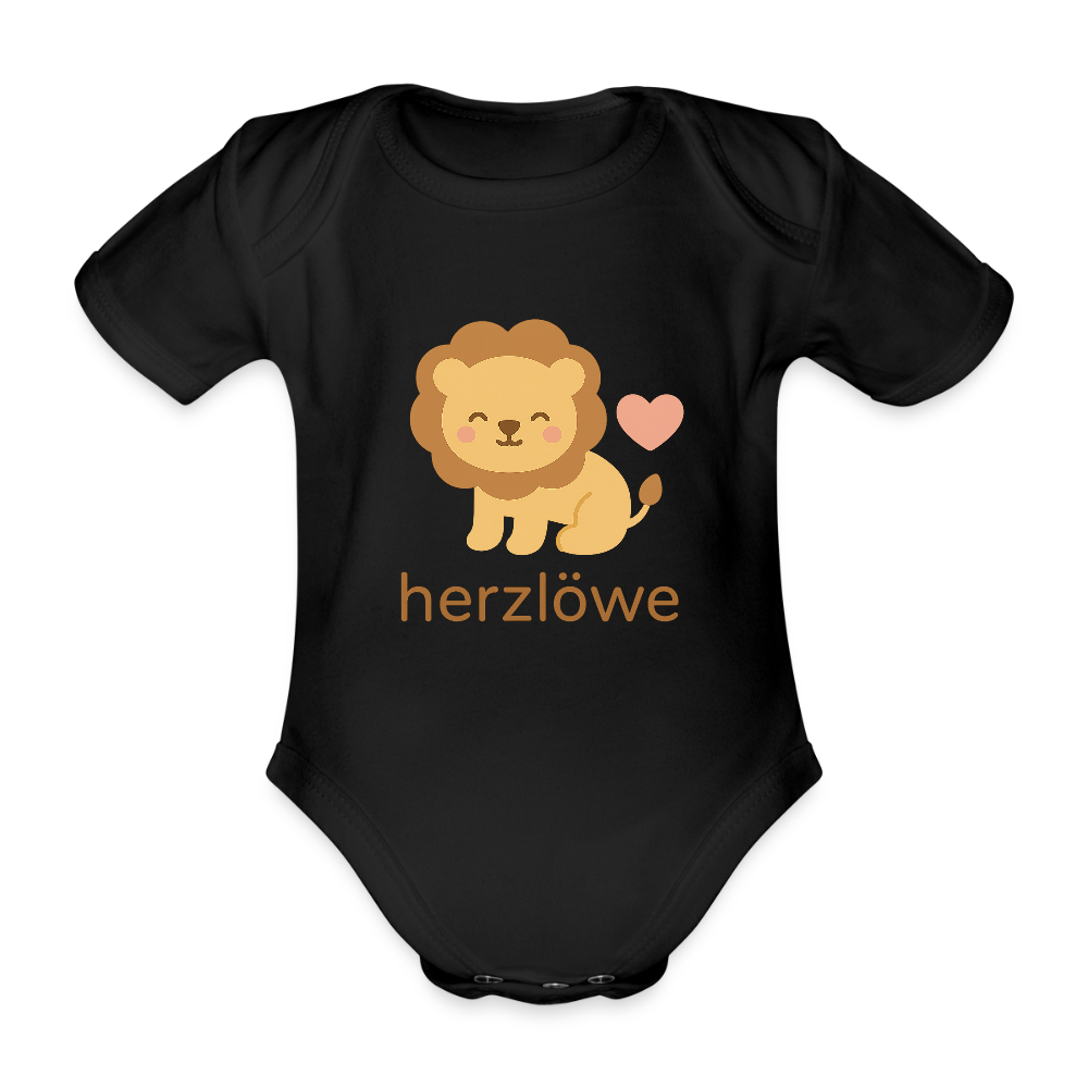 Baby Bio-Kurzarm-Body "Löwe" - Schwarz