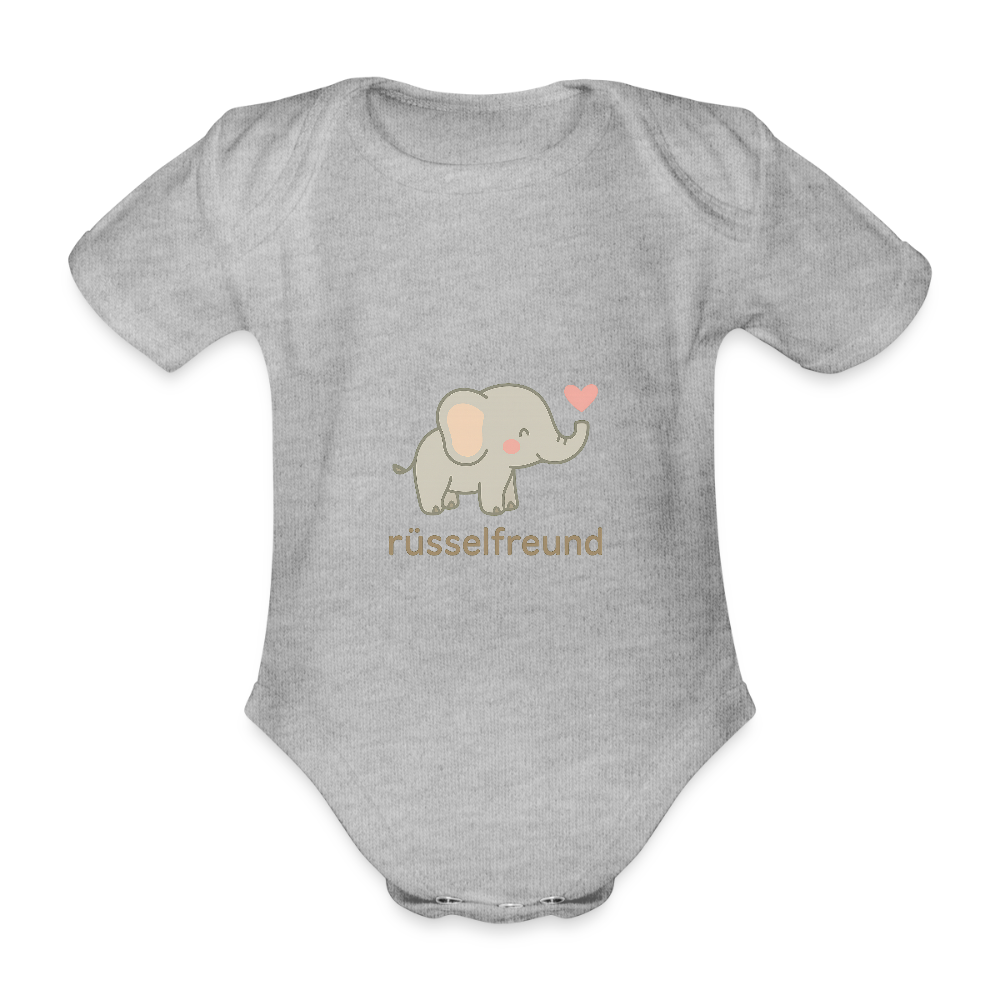 Baby Bio-Kurzarm-Body "Elefant" - Grau meliert