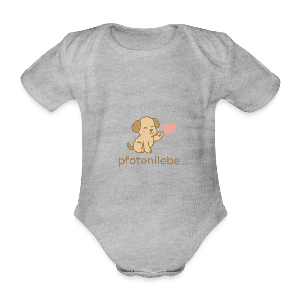 Baby Bio-Kurzarm-Body "Hund" - Grau meliert