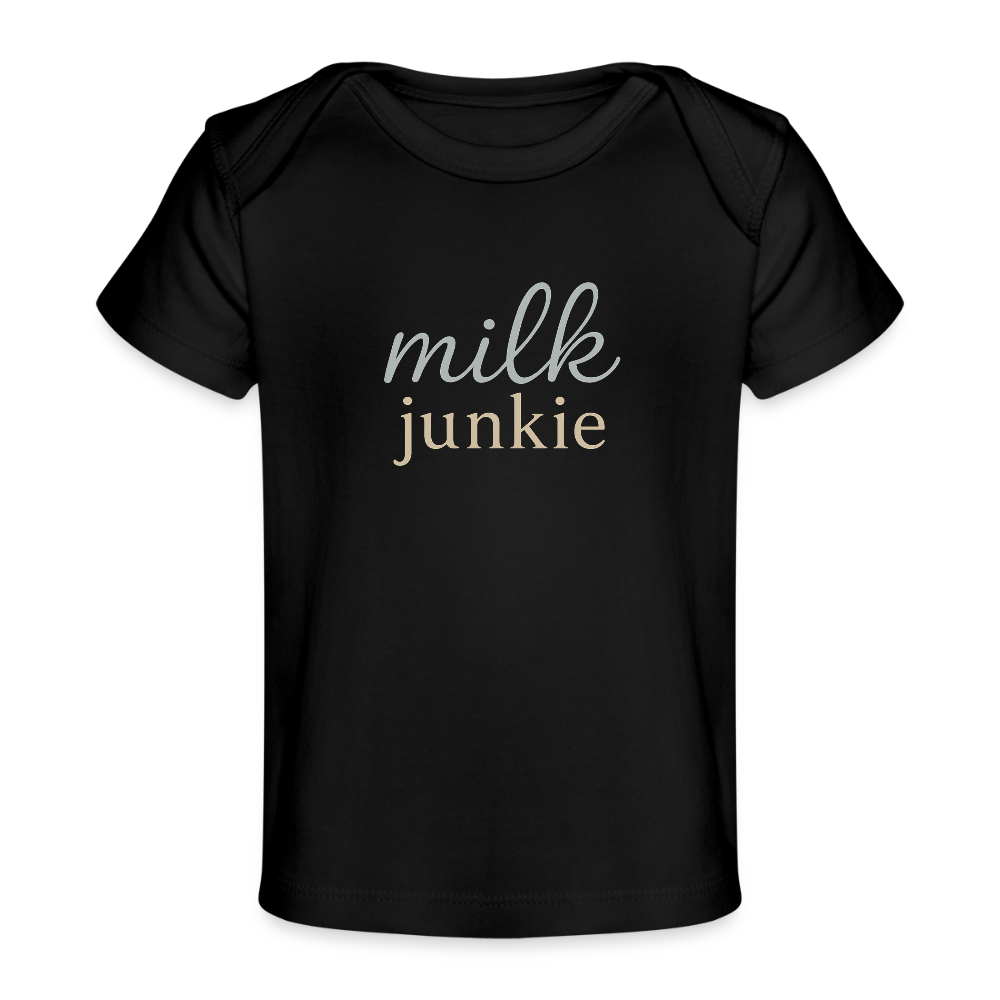 Baby Bio-T-Shirt "milk junkie" - Schwarz