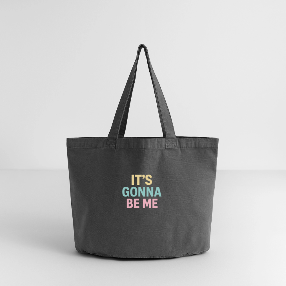 Vintage-Washed Shopper "gonna be me" - Vintage Schwarz