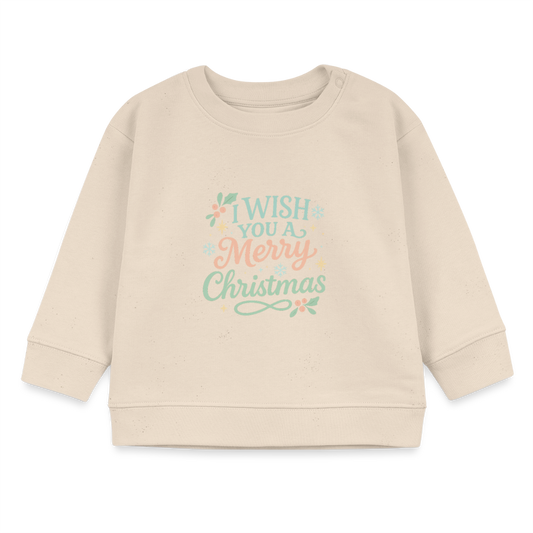 Kids Bio-Sweatshirt "I wish you a merry christmas" - Weißgrau