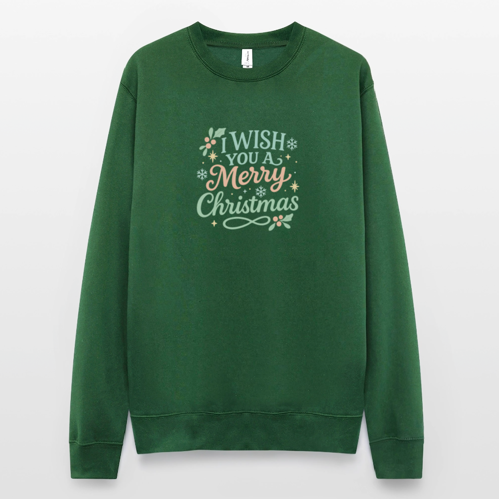 Unisex Pullover "I wish you a Merry Christmas" - Grün