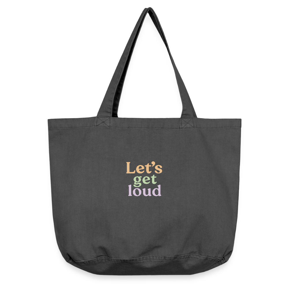 Vintage-Washed Shopper "let's get loud" - Vintage Schwarz