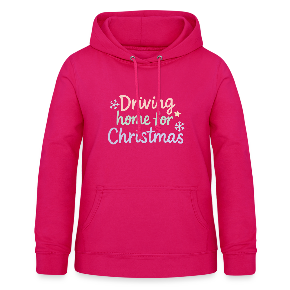 Frauen Hoodie "Driving home for Christmas" - dunkles Pink
