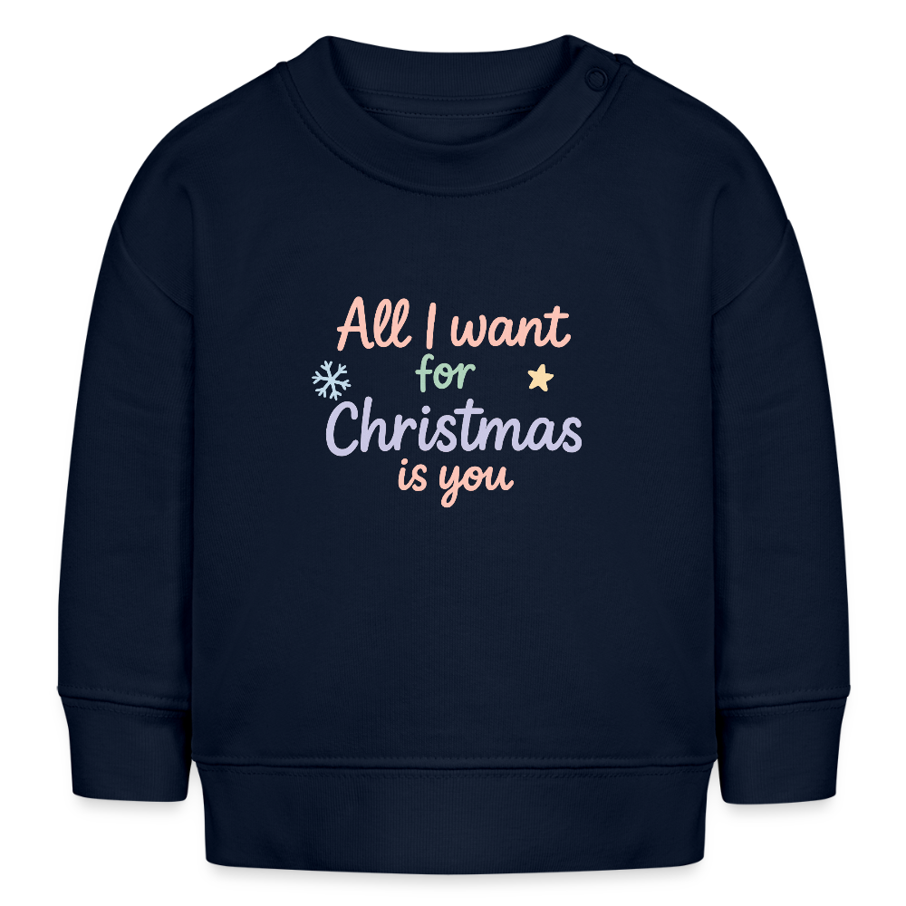 Bio-Sweatshirt "All I want for Christmas is you" - Navy