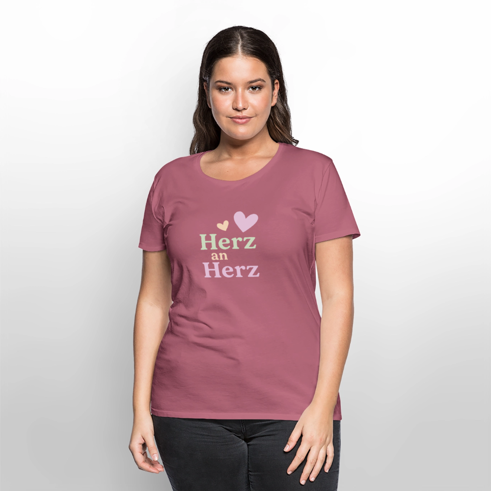 Frauen Premium T-Shirt "Herz an Herz" - Mauve