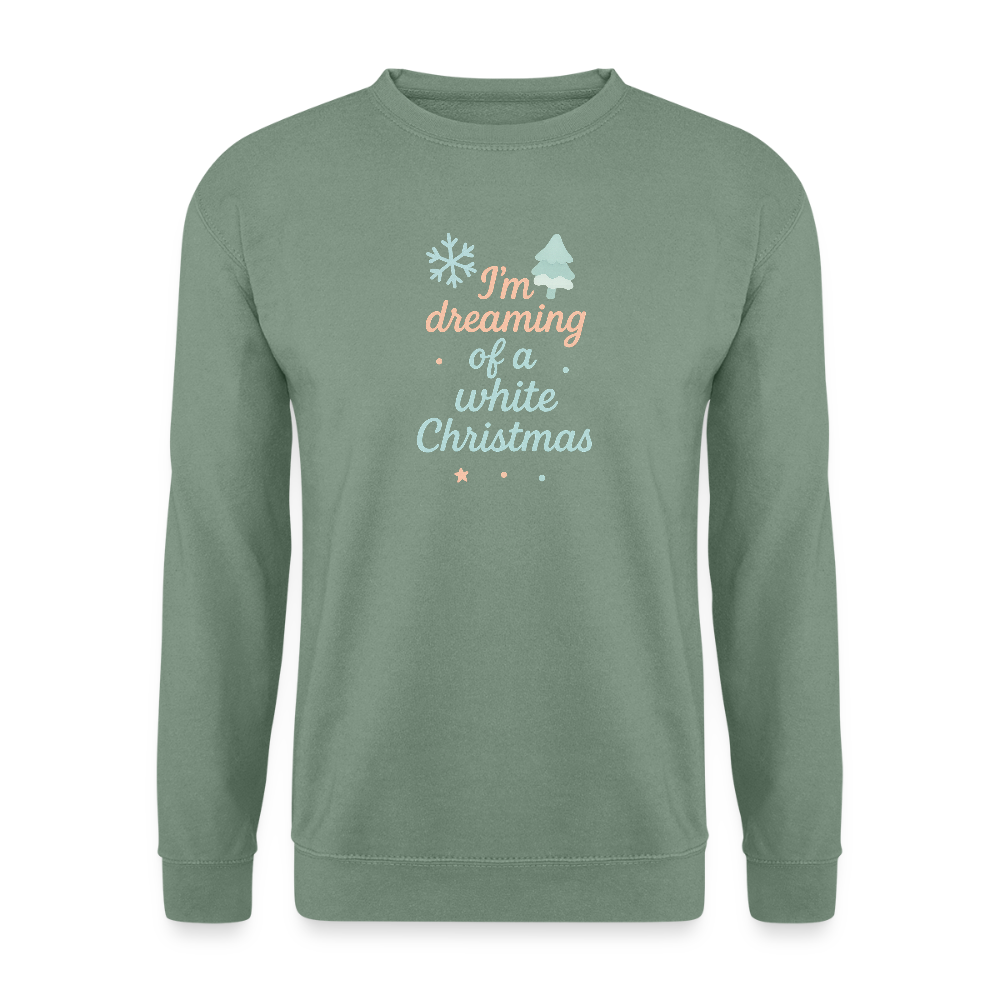 Unisex Pullover "White Christmas" - Graugrün