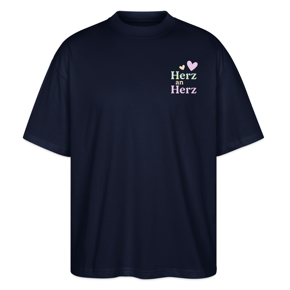 Oversized Shirt "Herz an Herz" - Navy