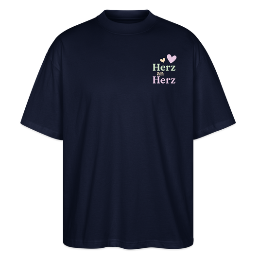 Oversized Shirt "Herz an Herz" - Navy