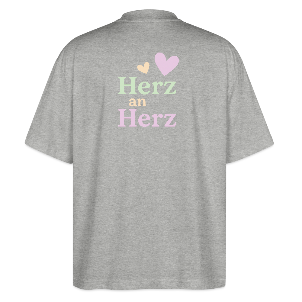 Oversized Shirt "Herz an Herz Rücken" - Grau meliert