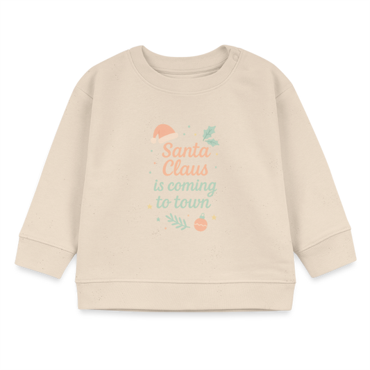 Kids Bio-Sweatshirt "Santa Claus is coming to town" - Weißgrau