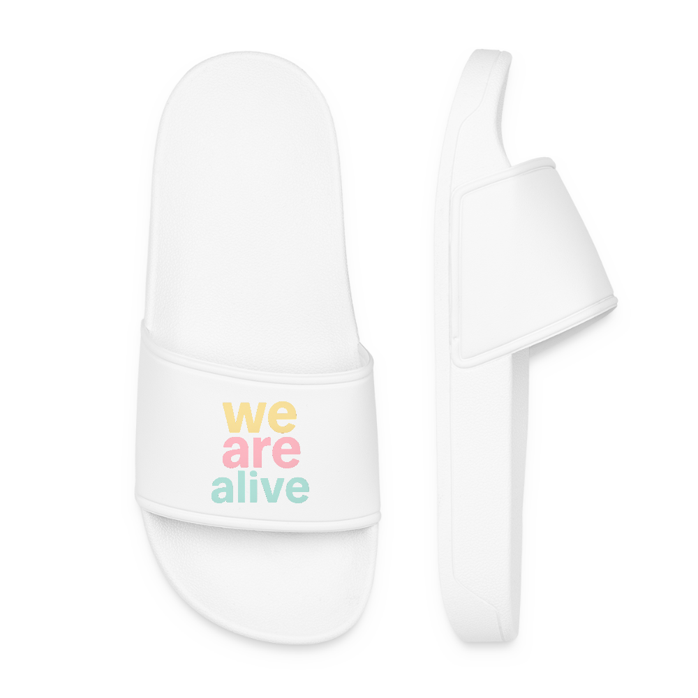 Frauen Badelatschen "we are alive" - Weiß