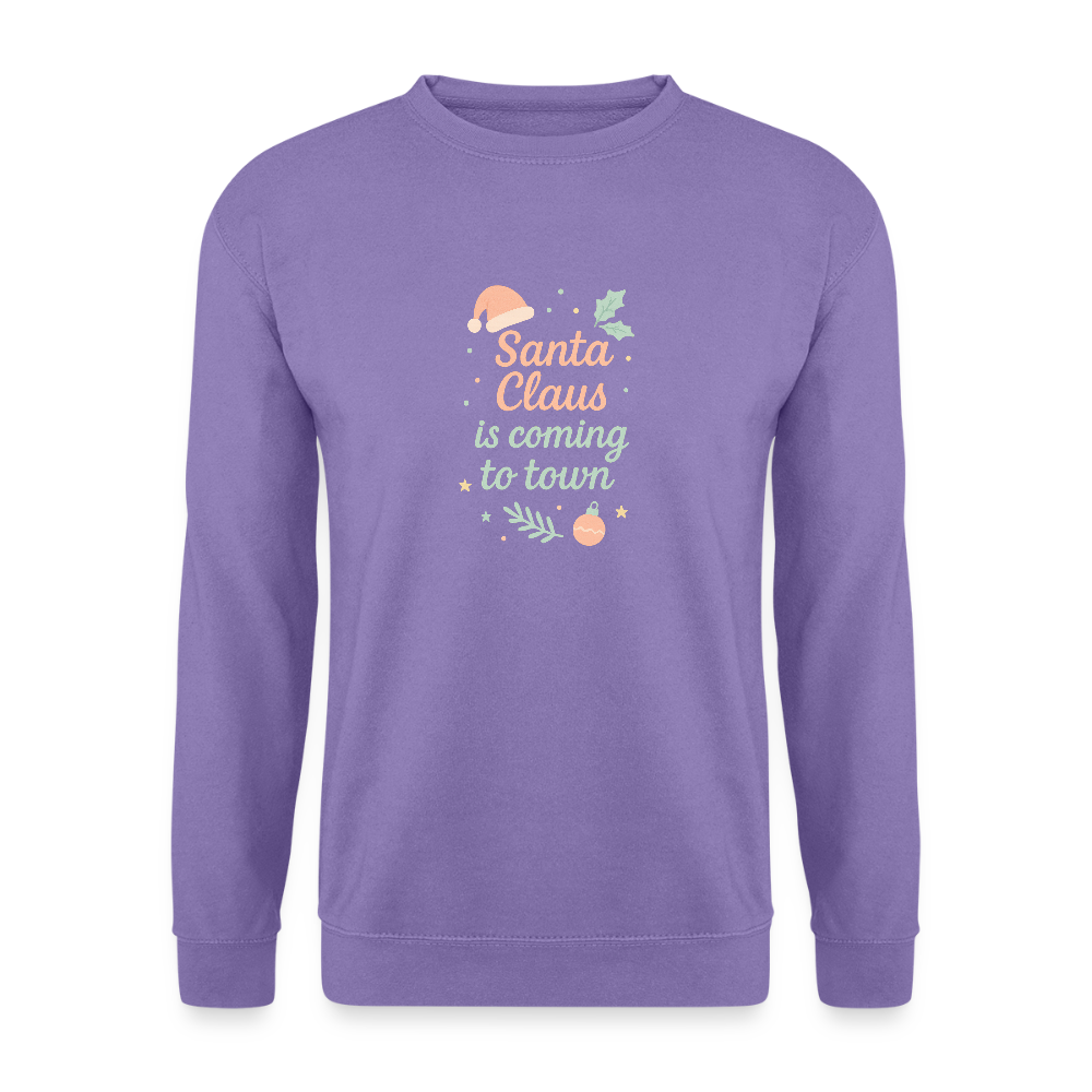 Unisex Pullover "Santa Claus is coming to town" - Lavendel