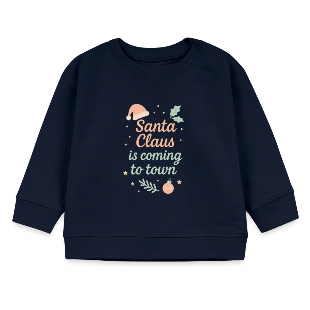 Kids Bio-Sweatshirt "Santa Claus is coming to town" - Navy