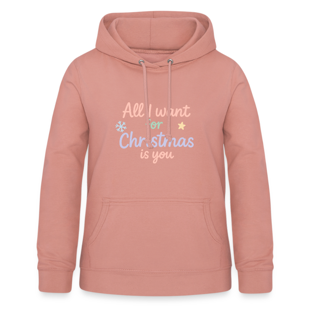 Frauen Hoodie "All I want for Christmas" - Altrosa