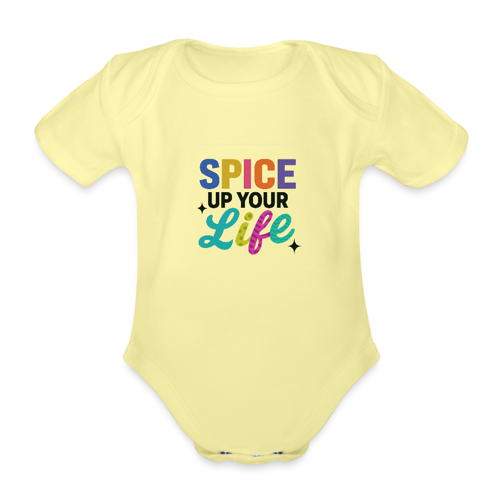 Baby Bio-Kurzarm-Body "spice up your life" - Hellgelb