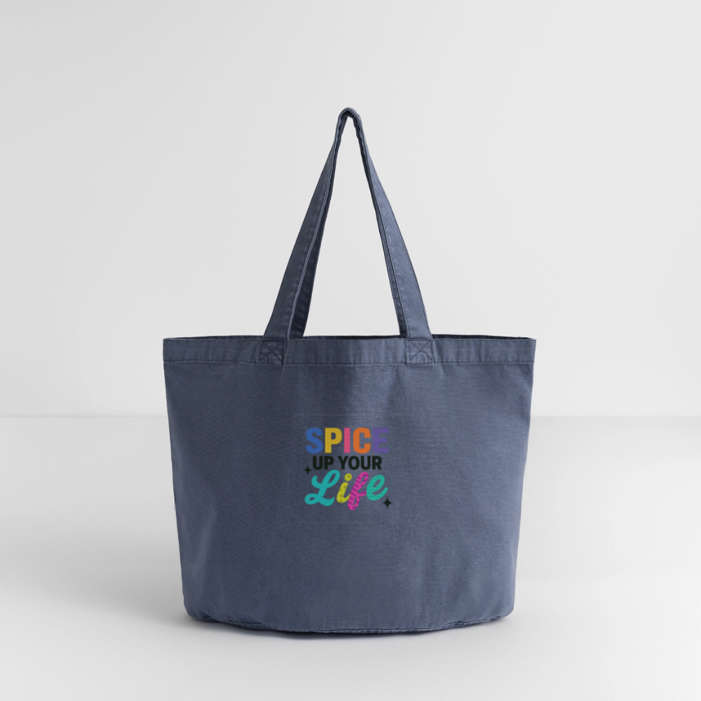 Vintage-Washed Shopper "spice up your life" - Vintage Denim