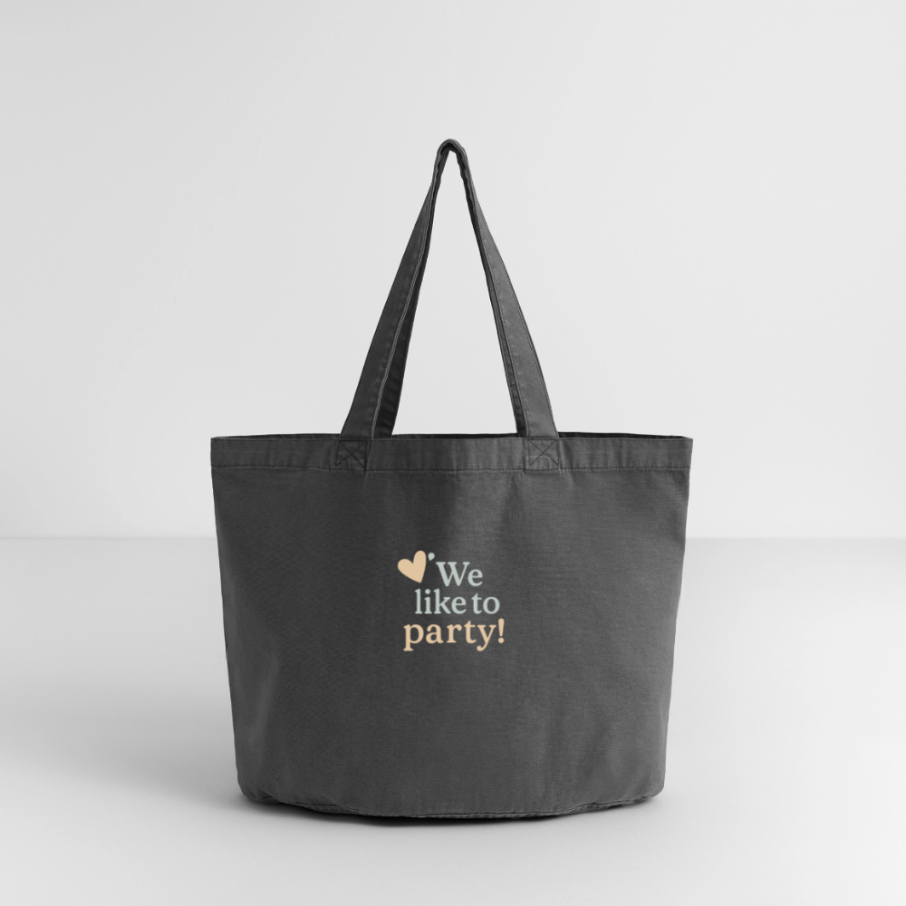 Vintage-Washed Shopper "we like to party" - Vintage Schwarz